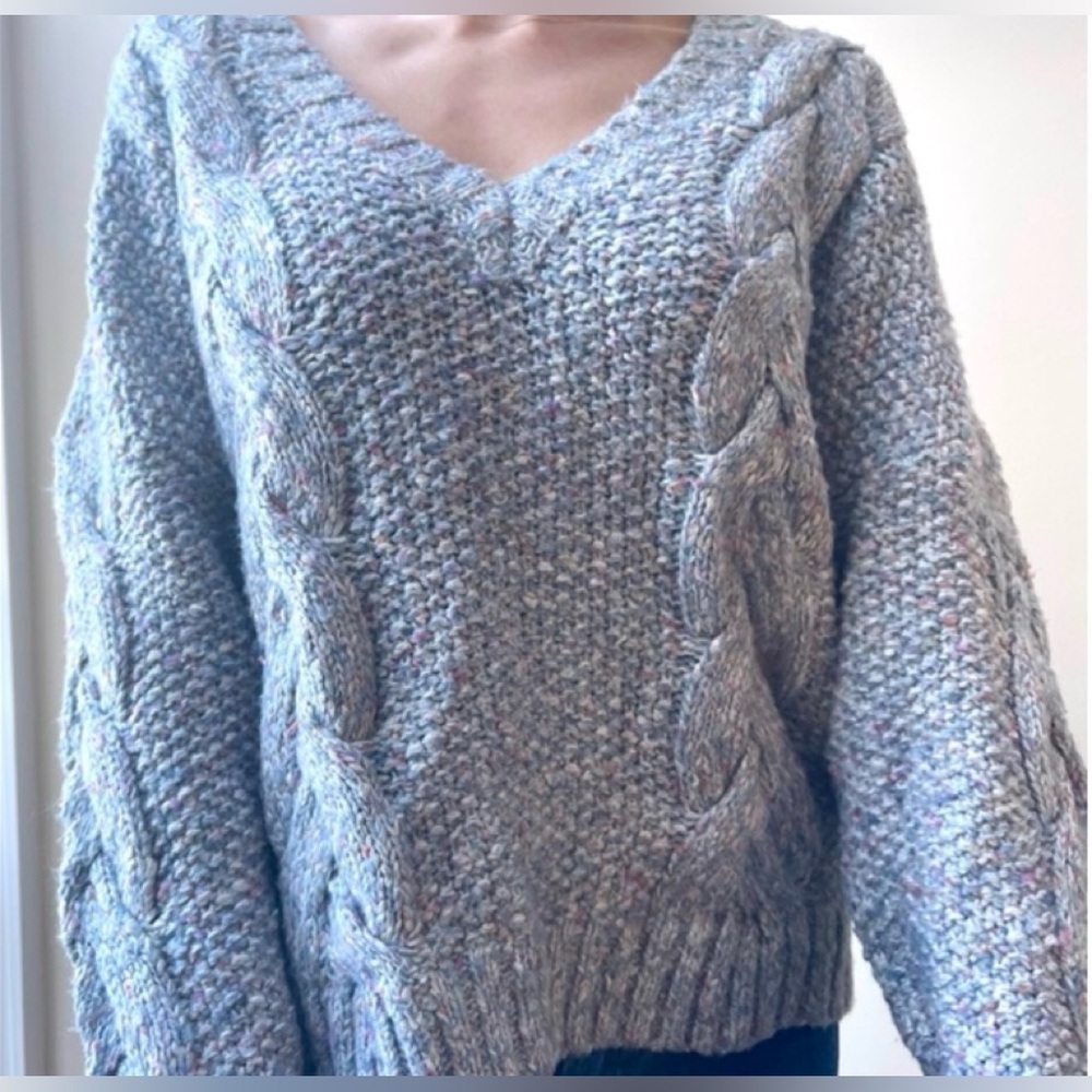 Urban Outfitters Kim Chi Blue Cable Knit Cotton Blend Sweater Oversized S